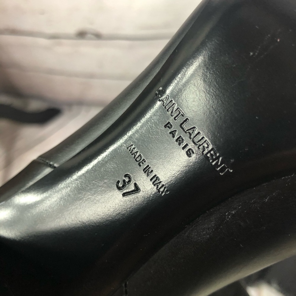 Saint Laurent Tall Slouch Leather Boots Black Knee High YSL 37 - Picture 13 of 16